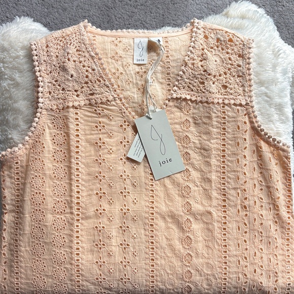 Joie Apricot Crochet Sleeveless Blouse - Picture 3 of 7